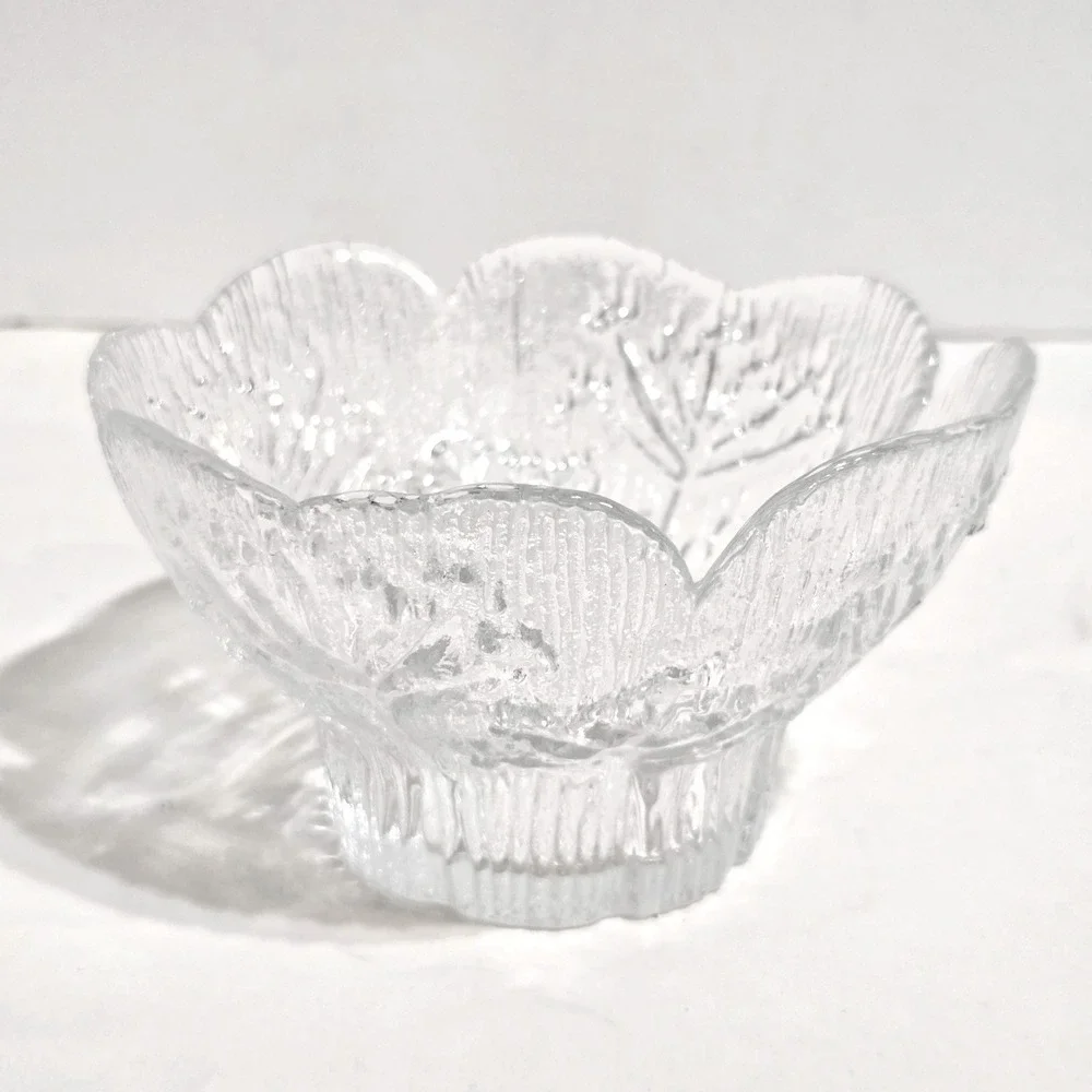 1980's Finnish Lasisepat for Dansk Cow Parsely Textured Clear Bowl 5